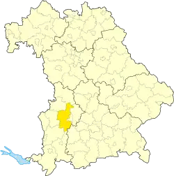 Zemský okres Augsburg na mapě Bavorska
