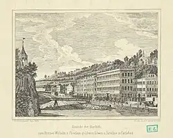A. F. Seifert, tisk Karl Hennig: Pohled na Karlovy Vary (asi 1850)