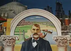 Obraz Abbota Kinneyho na zdi v budově pošty ve Venice