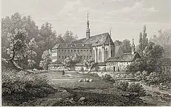 Klášter na vedutě G. Frommela z roku 1823