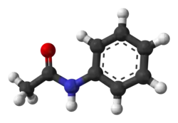 Trojrozměrný model molekuly acetanilidu