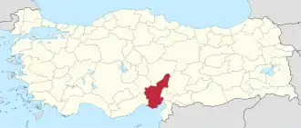 Poloha provincie Adana na mapě