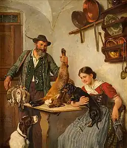 Adolf Eberle (1843–1914): Eine erfolgreiche Jagd (Úspěšný lov), olej na plátně, kolem 1914