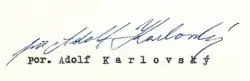 Adolf Karlovský – podpis