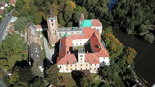 Letecký pohled na Sázavský klášter (2019)