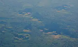 Letecký snímek vulkanického pole