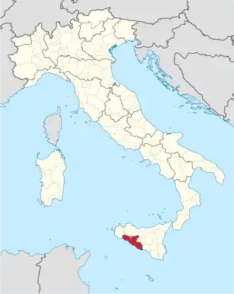 Volné sdružení obcí Agrigento na mapě Itálie