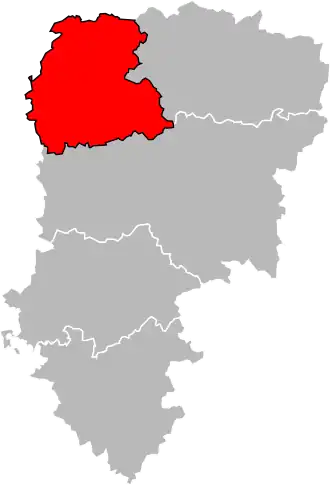 Arrondissement Saint-Quentin na mapě departementu Aisne