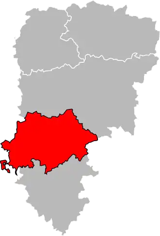 Arrondissement Soissons na mapě departementu Aisne