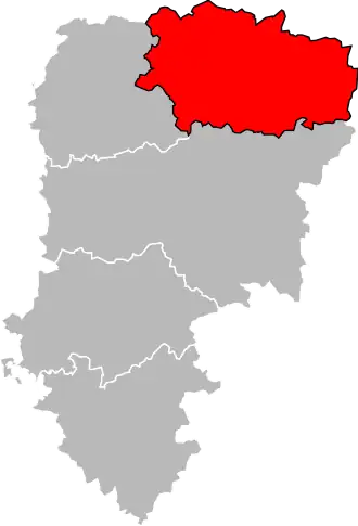 Arrondissement na mapě departementu Aisne