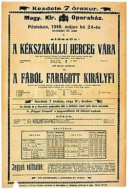 plakát na premiéru opery (1918)