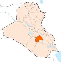 Umístění guvernorátu Kádisíja v Iráku