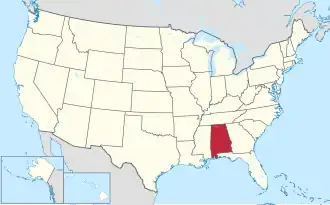 Alabama na mapě USA