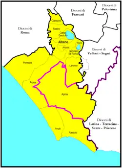 Diecéze albanská na mapě