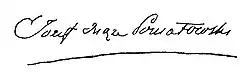 Josef Antonín Poniatowský – podpis