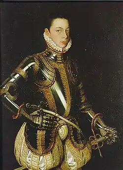 Alonso Sánchez Coello: Portrét Alessandra Farnese (španělská móda, zvýrazněné krytí, mezi 1550–1588)