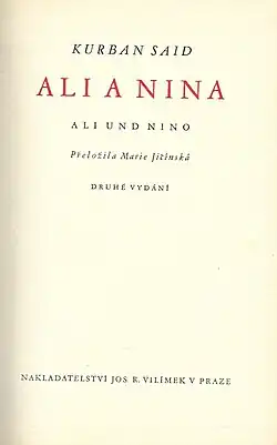 Ali a Nina, české vydání, 1939