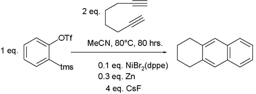 Trimerizace alkynu s využitím arynu