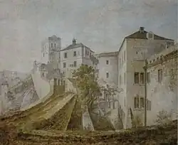 Alois Gustav Schulz: Karlštejn (kvašová malba)