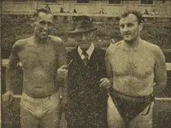 Alois Hrášek a Václav Antoš na závodech v roce 1946