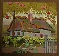 Chalupa se zahradou (gobelín, vlna)