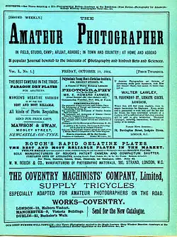 Titulní strana prvního čísla časopisu Amateur Photographer (10. října 1884)