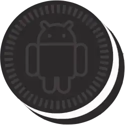 Nahoře logo Android 8.0, dole logo Android 8.1