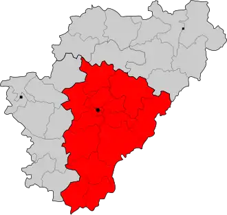 Arrondissement Angoulême na mapě departementu Charente