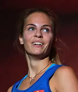 Anna Brożek v semifinále MS 2018 v lezení na rychlost v Innsbrucku