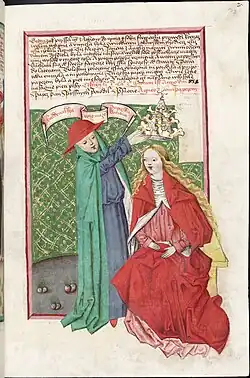 Kardinál korunuje nevěstku papežskou tiárou, fol. 70r