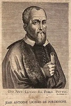 Giovanni Antonio de' Sacchis, zvaný Il Pordenone (mědirytina v knize Académie des Sciences et des Arts, Elsevier, Amsterdam, 1682)