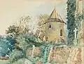 Raimund Wolf Kostnice v Maria Wörth (akvarel)