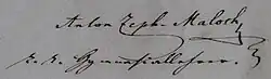 Antonín Zefyrin Maloch – podpis