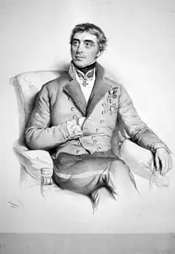 Baron Anton Prokesch jako generálmajor a vyslanec v Řecku (1847, litografie, Josef Kriehuber)