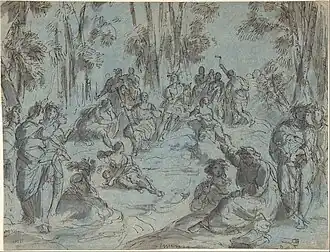 Apollón, múzy a básníci na Parnas