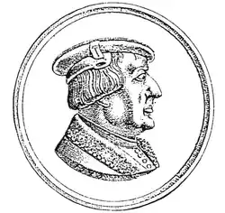 Vzhled Jana z Pernštejna z reliéfu jeho pamětní medaile a figurální empory pardubického kostela sv. Bartoloměje.