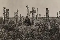 Araucanian man in graveyard