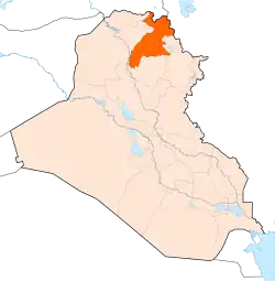 Umístění guvernorátu Irbíl v Iráku