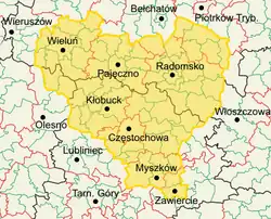 Arcidiecéze čenstochovská na mapě