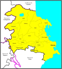 Arcidiecéze syrakuská na mapě