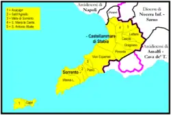 Arcidiecéze Sorrento-Castellammare di Stabia na mapě