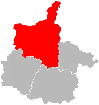 Arrondissement na mapě departementu Ardensko