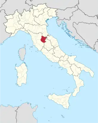 Provincie Arezzo na mapě Itálie