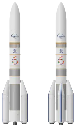 Navrhované varianty Ariane 6: A62 (vlevo) a A64 (vpravo)