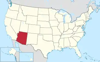 Arizona na mapě USA