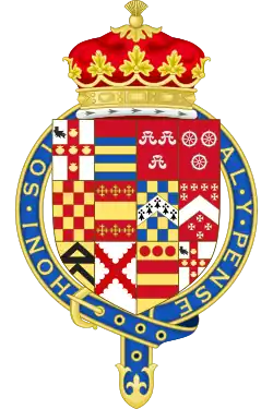 George Villierse, 1. vévody z Buckinghamu, s dekorací Podvazkového řádu