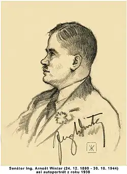 Senátor Arnošt Winter asi v roce 1938, snad autoportrét