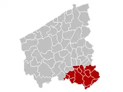 okres Kortrijk na mapě provincie Západní Flandry