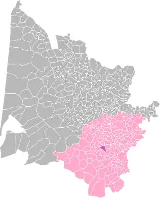 Arrondissement Langon na mapě departementu Gironde