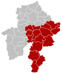 okres Dinant na mapě provincie Namur